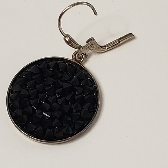 Sterling Silver Swarovski Black Crystal Earrings - Picture 7 of 7